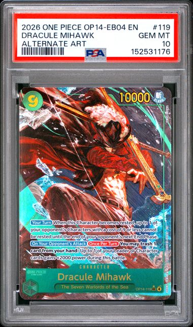 DRACULE MIHAWK ALTERNATE ART OP14-119 PSA 10