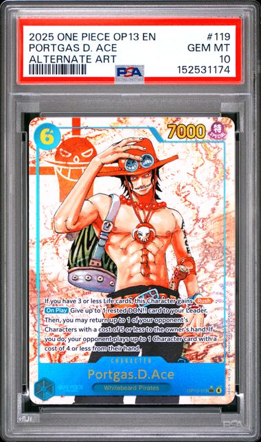 PORTGAS D ACE ALTERNATE ART OP13-119 PSA 10