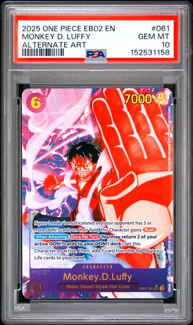 MONKEY D LUFFY ALTERNATE ART EB02-061 PSA 10