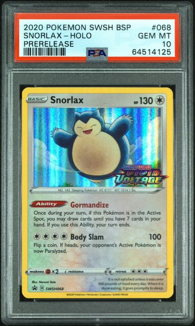 SNORLAX-HOLO PRERELEASE 068 - PSA 10